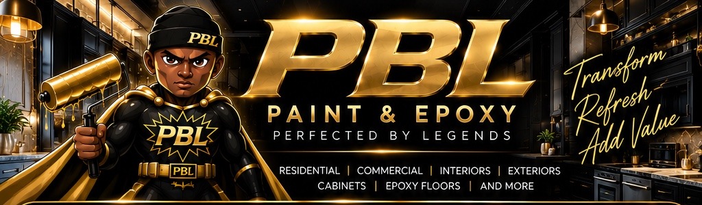 PBL Paint & Epoxy superhero logo — Perfected by Legends